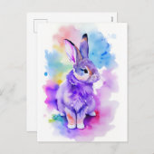 Kaninchen-Aquarellbild 2 Feiertagspostkarte (Vorne/Hinten)