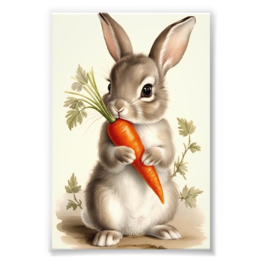 Kaninchen Art Spring Blume Kinderzimmer drucken Fotodruck (Vorne)