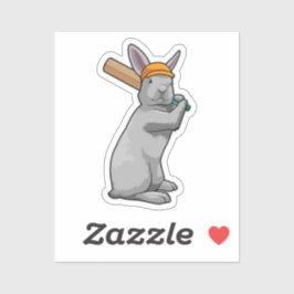 Kaninchen auf Cricket mit Cricket-Schläger Aufkleber