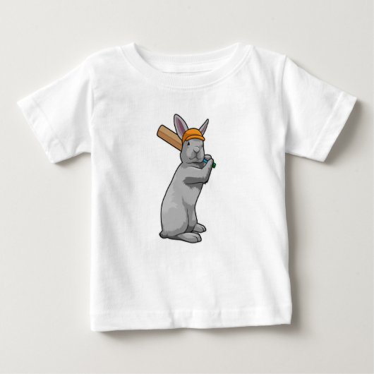 Kaninchen auf Cricket mit Cricket-Schläger Baby T-shirt (Vorderseite)