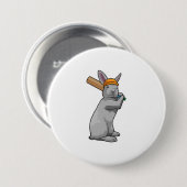 Kaninchen auf Cricket mit Cricket-Schläger Button (Vorne & Hinten)
