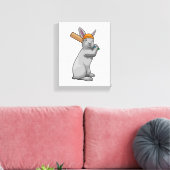 Kaninchen auf Cricket mit Cricket-Schläger Leinwanddruck (Insitu (Wohnzimmer))