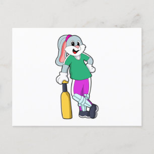 Kaninchen auf Cricket mit Cricket-Schläger Postkarte