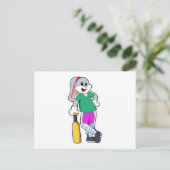 Kaninchen auf Cricket mit Cricket-Schläger Postkarte (Stehend Vorderseite)