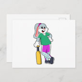Kaninchen auf Cricket mit Cricket-Schläger Postkarte (Vorne/Hinten)
