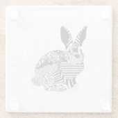 Kaninchen auf Damask Glasuntersetzer (Rückseite)