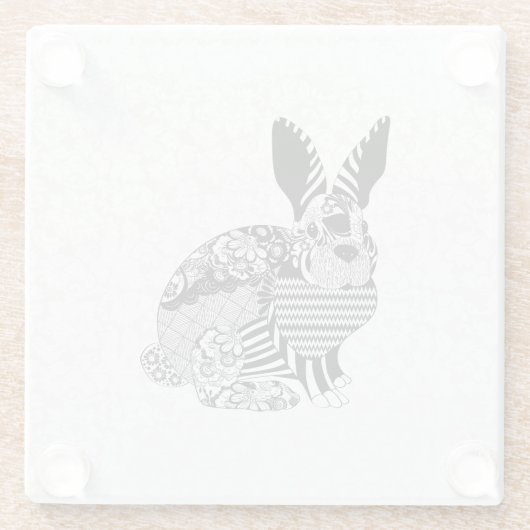 Kaninchen auf Damask Glasuntersetzer (Rückseite)