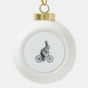 Kaninchen auf dem Bike Bunny Bicycle Men W Keramik Kugel-Ornament