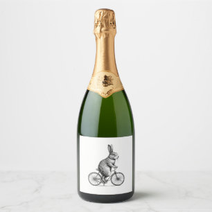 Kaninchen auf dem Bike Bunny Bicycle Men W Schaumweinetikett
