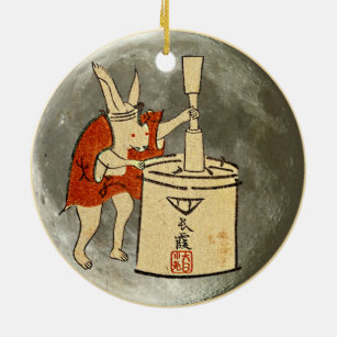 Kaninchen auf dem Mond Keramikornament