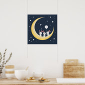 Kaninchen auf dem Mond Poster (Küche)