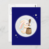 Kaninchen auf dem Mond Postkarte (Vorne/Hinten)