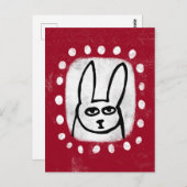 Kaninchen auf der roten Postkarte (Vorne/Hinten)