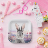 Kaninchen auf einem Gebiet von Wildblumen Pappteller (Party)