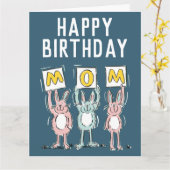 Kaninchen auf einer Happy Birthday Mama Card Karte (Gelbe Blume)
