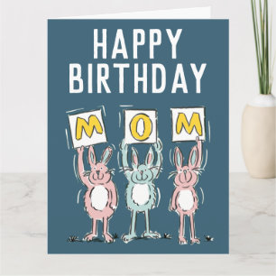 Kaninchen auf einer Happy Birthday Mama Card Karte