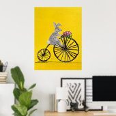 Kaninchen auf Fahrrad Poster (Heimbüro)