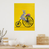 Kaninchen auf Fahrrad Poster (Küche)