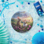 Kaninchen auf Friedlichem Abend Pappteller (Party)