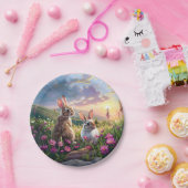 Kaninchen auf Friedlichem Abend Pappteller (Party)