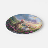 Kaninchen auf Friedlichem Abend Pappteller (Schrägansicht)