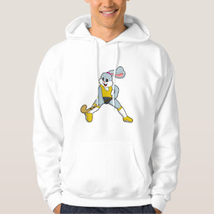 Kaninchen auf Hockey mit Hockey-Fledermaus Hoodie
