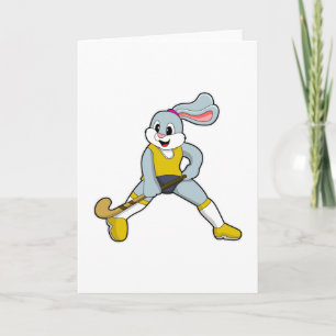 Kaninchen auf Hockey mit Hockey-Fledermaus Karte