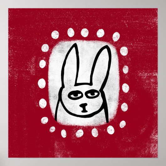 Kaninchen auf Red Poster Wall Art (Vorne)