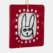 Kaninchen auf Rotem Ornament (Rechts)
