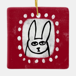 Kaninchen auf Rotem Ornament
