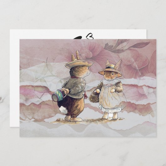 Kaninchen aus zerrissenem Papier Einladung (Vorne/Hinten)