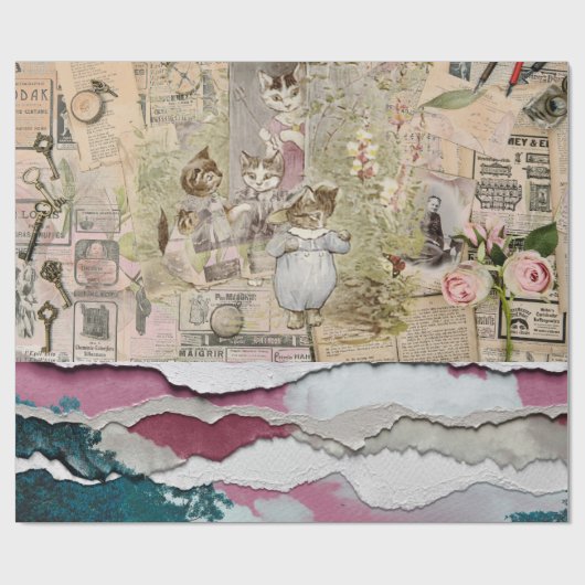 Kaninchen aus zerrissenem Papier Geschenkpapier (Flach)