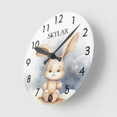 Kaninchen-Babybeige-Himmel-Kinderzimmer Runde Wanduhr (Winkel)