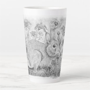 Kaninchen bei Blume Milchtasse