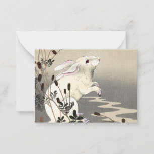 Kaninchen bei Vollmond, 1930 von Ohara Koson Mitteilungskarte