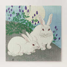 Kaninchen bei Vollmond von Ohara Koson,