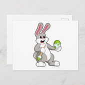 Kaninchen beim Anmalen mit Ei Postkarte (Vorne/Hinten)
