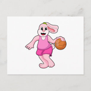 Kaninchen beim Basketball-Sport Postkarte