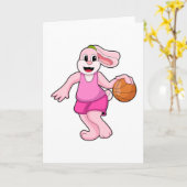 Kaninchen beim Basketballsport Karte (Gelbe Blume)