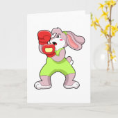 Kaninchen beim Boxen mit Boxhandschuhen Karte (Gelbe Blume)