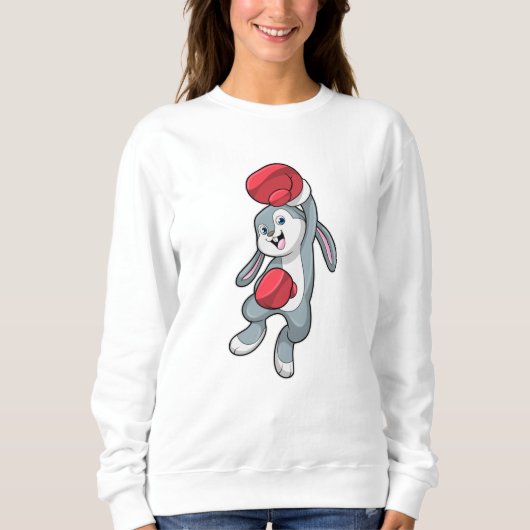 Kaninchen beim Boxen mit Boxhandschuhen Sweatshirt (Vorderseite)