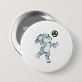 Kaninchen beim Sport mit Volleyball Button (Vorne & Hinten)