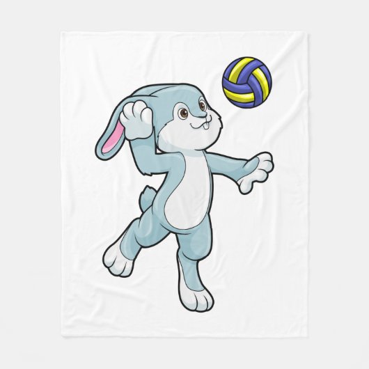 Kaninchen beim Sport mit Volleyball Fleecedecke (Vorderseite)