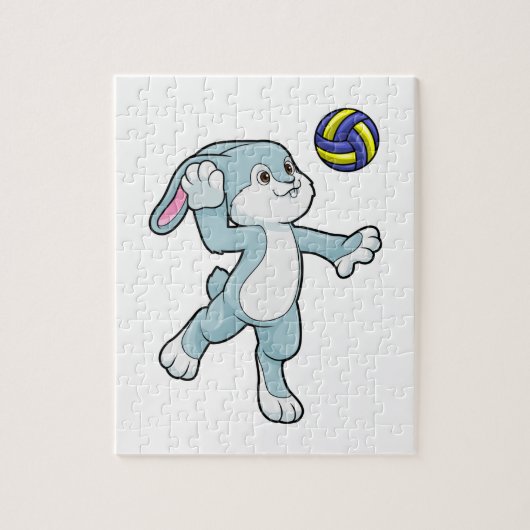 Kaninchen beim Sport mit Volleyball Puzzle (Vertikal)