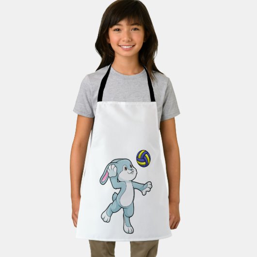 Kaninchen beim Sport mit Volleyball Schürze (Insitu)