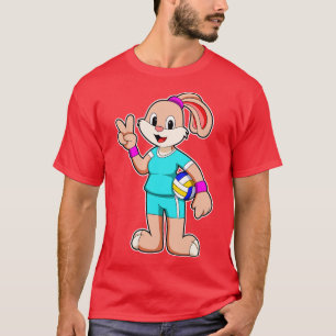 Kaninchen beim Sport mit Volleyball T-Shirt