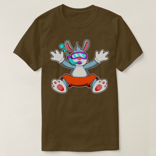 Kaninchen beim Tauchen mit Schwimmbrille Schnorche T-Shirt (Design vorne)