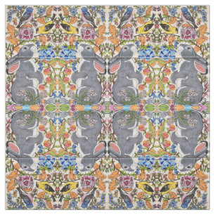 Kaninchen, Birds Blume geteerte Designer-Stoffe Stoff