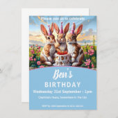 Kaninchen Birthday Bash Einladung (Vorne/Hinten)