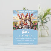 Kaninchen Birthday Bash Einladung (Stehend Vorderseite)